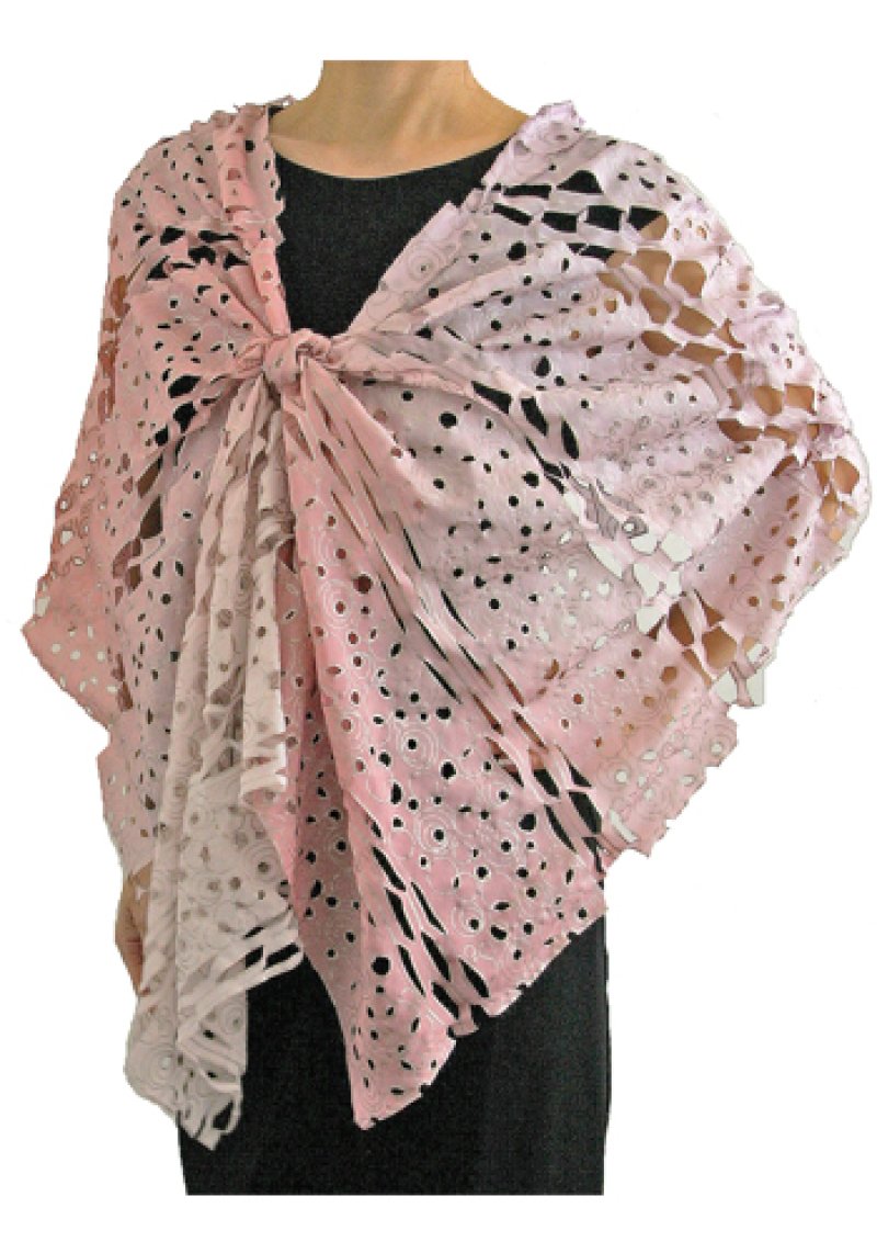 画像1: シルクカットワークスカーフ "レ・ビュル・エ・レ・ヴァーグ （泡と波）" ・ラベンダーローズ (1)