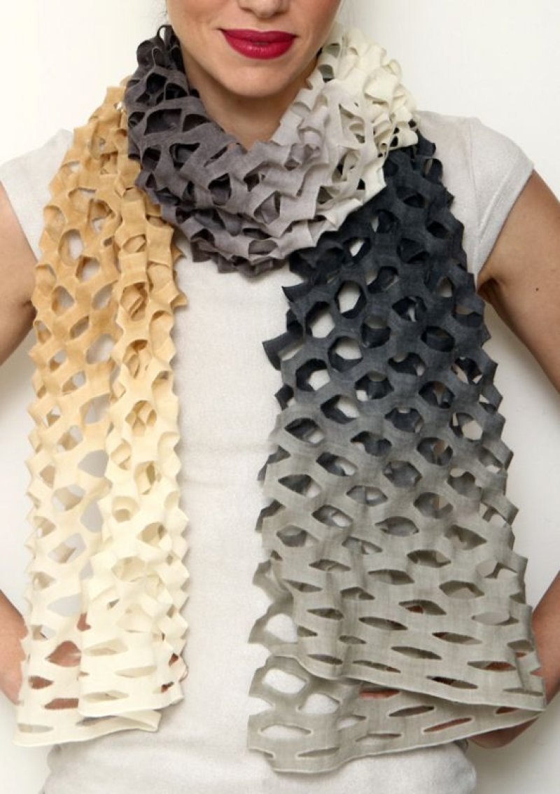 画像1: ウール “TANABATA” スカーフ・ニュートラル (1)