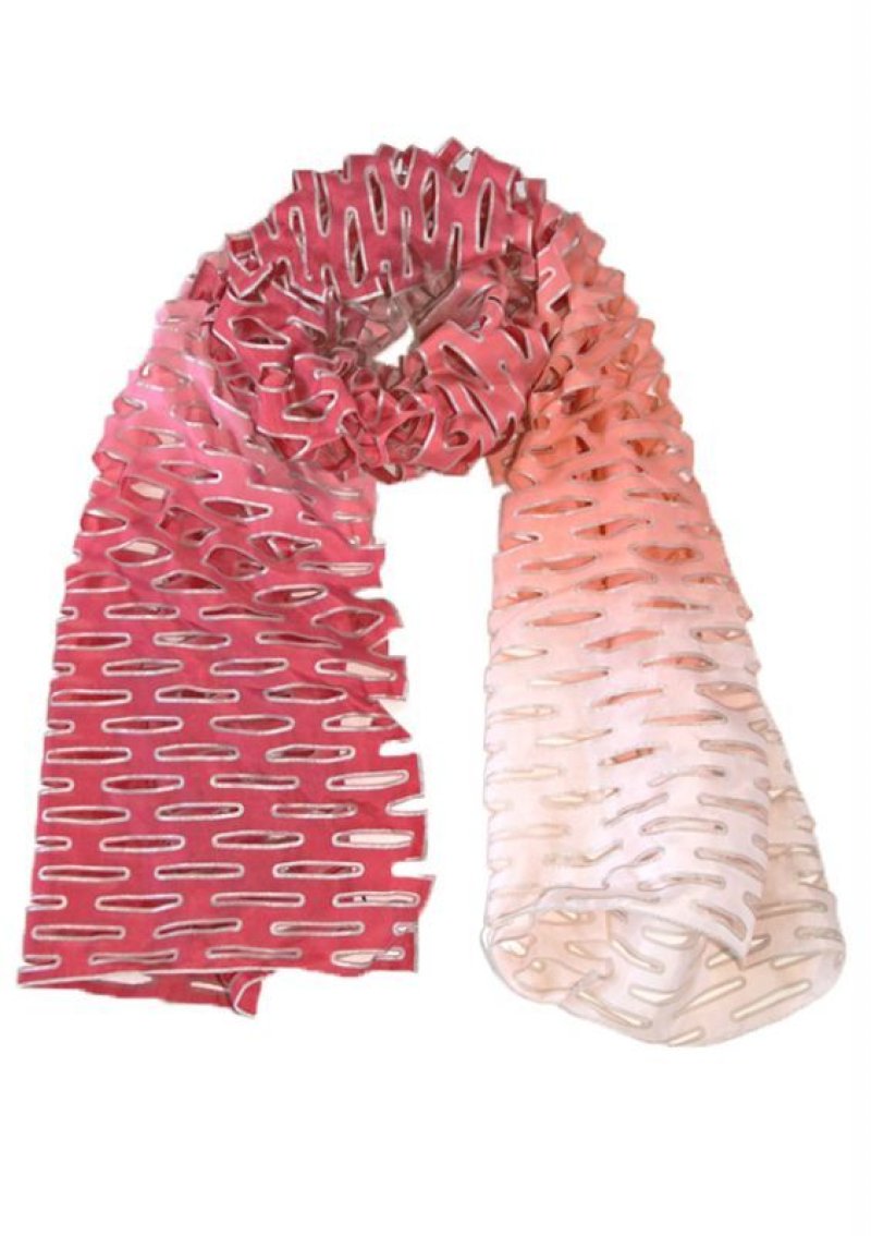 画像2: シルク羽二重 “TANABATA” スカーフ・ルージュローズ (2)