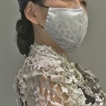 画像2: コットンサテンマスク ”エトワール・フィラント（流れ星)" ・カーキE, B, M (2)