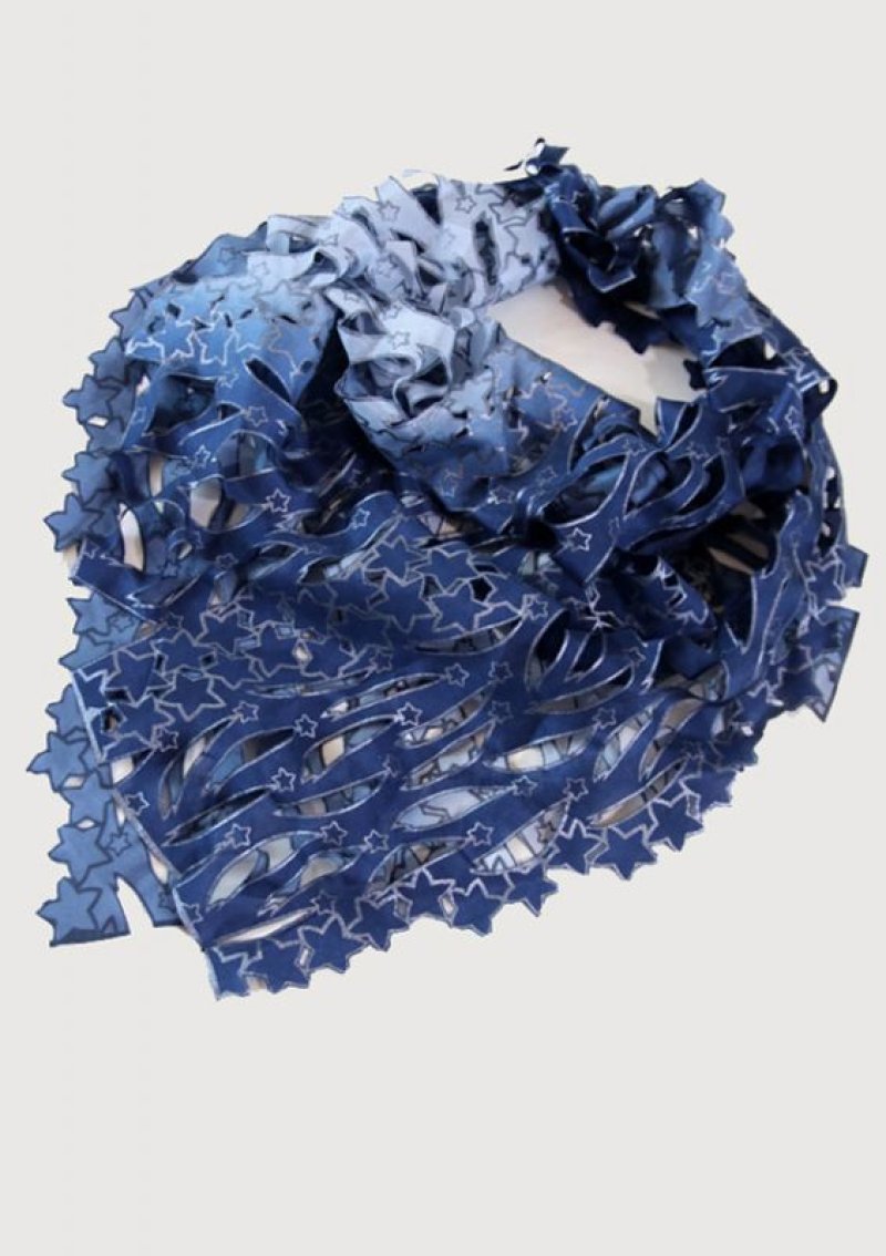 画像1: シルクオンブレ・カットワークプチスカーフ ”エトワール・フィラント(流れ星)"