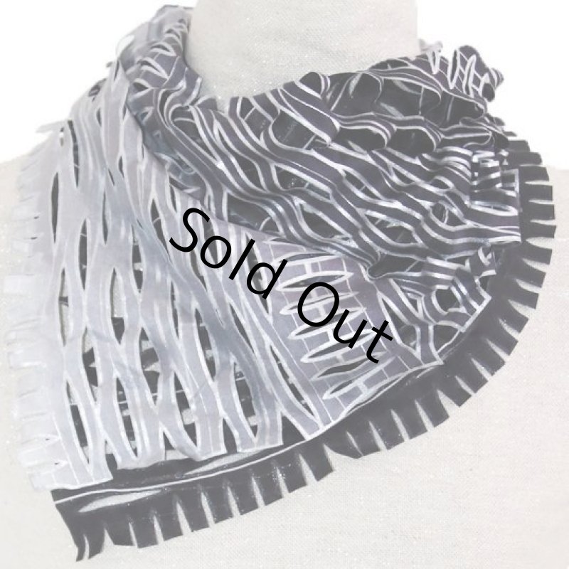 画像2: シルクオンブレ・カットワークプチスカーフ ”リジエール・オン・テラス（棚田)"  (2)