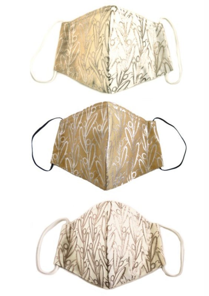 画像1: コットンサテンマスク ”オリビエ（オリーブの樹）" ・シャンパーニュ10D1,E2,F1 (1)