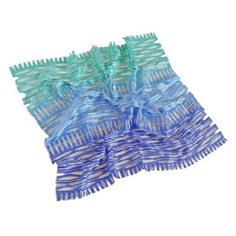 画像2: シルクオンブレ・カットワークプチスカーフ ”リジエール・オン・テラス（棚田)"  (2)