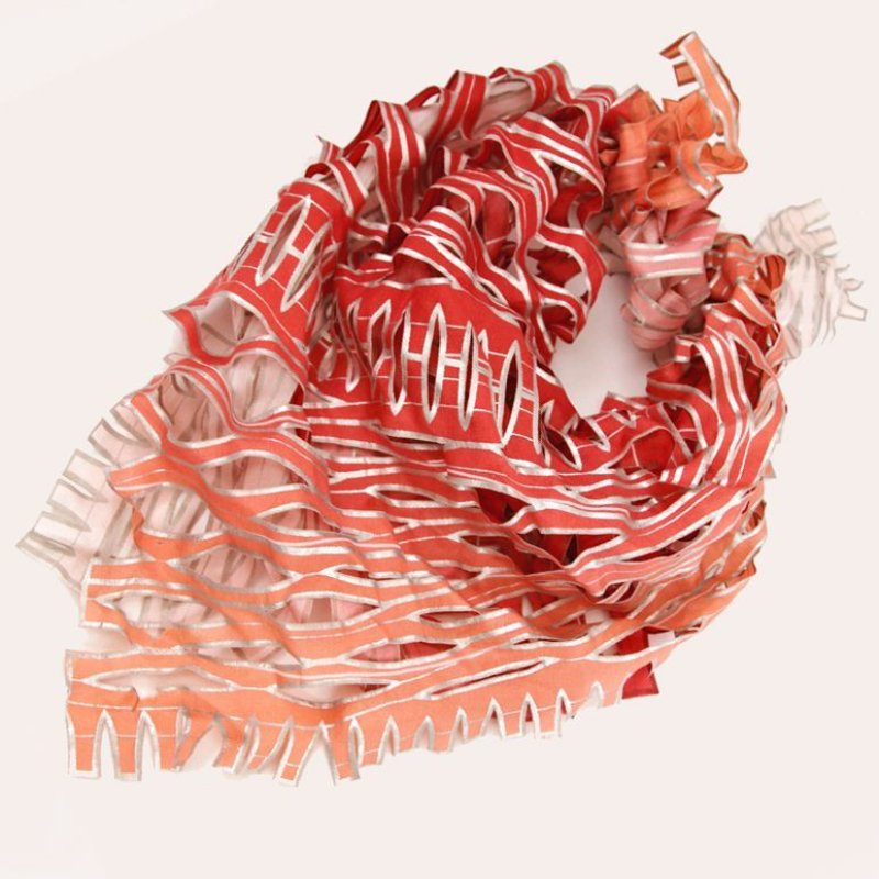 画像1: シルクオンブレ・カットワークプチスカーフ ”リジエール・オン・テラス(棚田)"