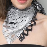 画像1: シルクオンブレ・カットワークプチスカーフ ”リジエール・オン・テラス（棚田)"  (1)