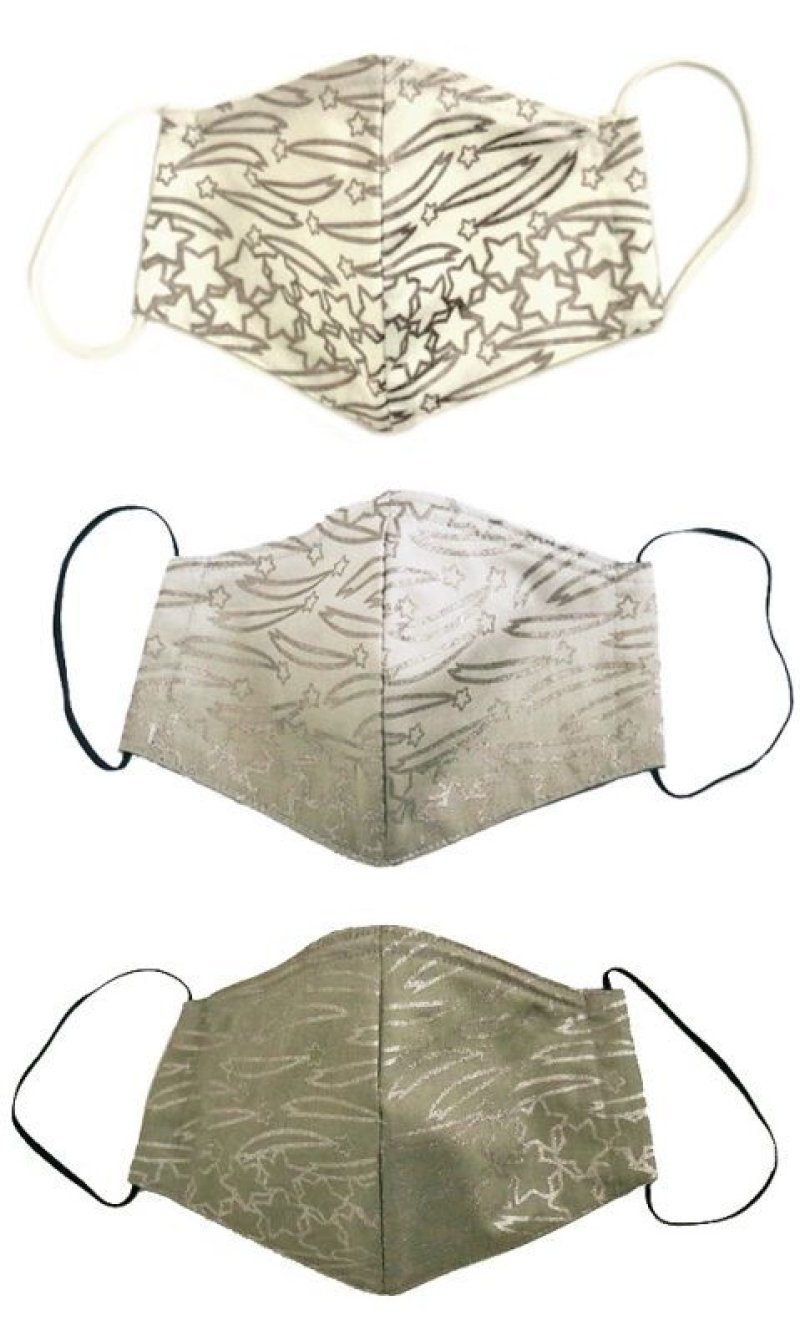 画像1: コットンサテンマスク ”エトワール・フィラント（流れ星)" ・カーキE, B, M (1)