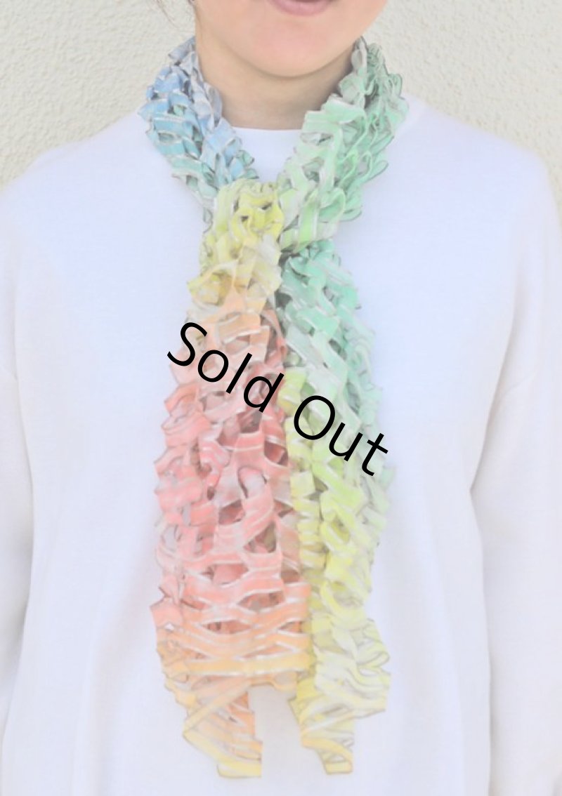 画像5: シルクオンブレ・カットワークアスコットスカーフ”テール・ド・シエル(地上の空)" ・パステル (5)