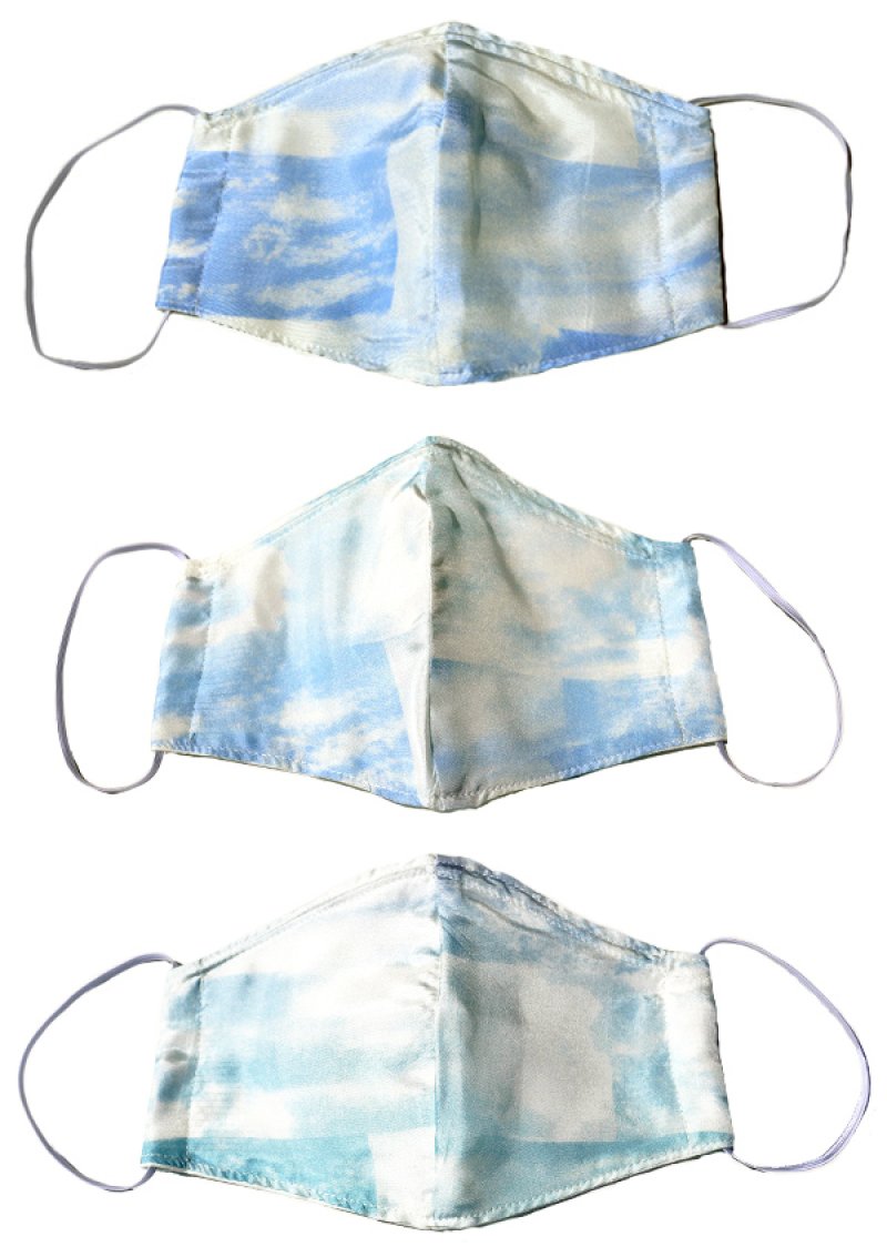 画像1: シルク＆コットンマスク ”テール・ド・シエル(地上の空)" ・ブルーシエルABC (1)