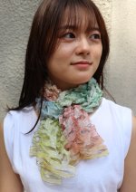 画像2: シルクオンブレ・カットワークアスコットスカーフ”テール・ド・シエル(地上の空)" ・パステル (2)