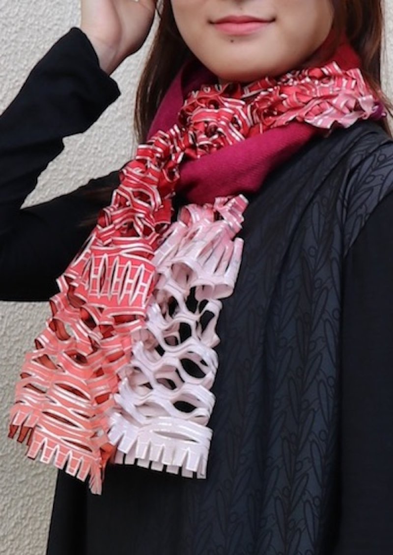 画像1: ウール&シルクスカーフ”リジエール・オン・テラス(棚田)"