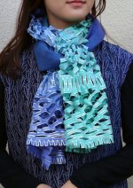 画像2: ウール＆シルクスカーフ”リジエール・オン・テラス（棚田)" (2)