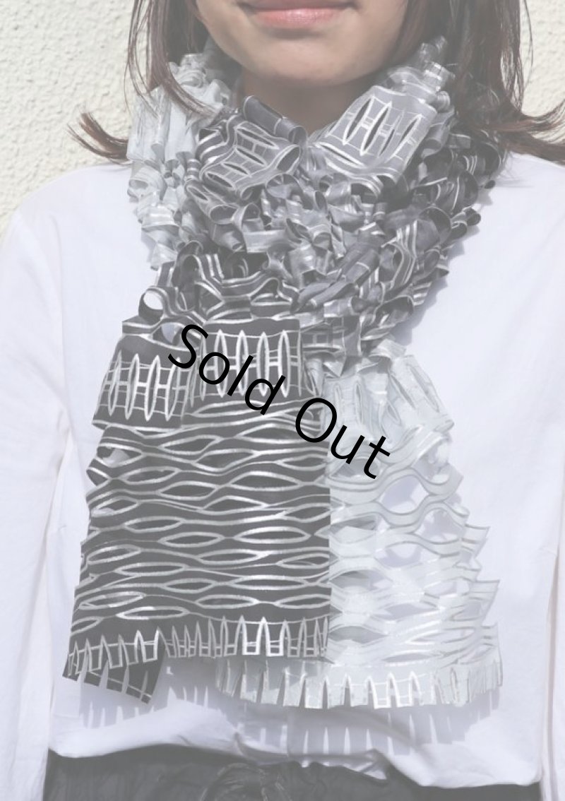 画像1: シルクオンブレ・カットワークスカーフ ”リジエール・オン・テラス（棚田)"  (1)