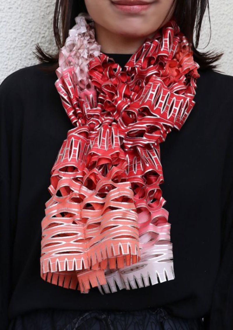 画像1: シルクオンブレ・カットワークスカーフ ”リジエール・オン・テラス(棚田)"