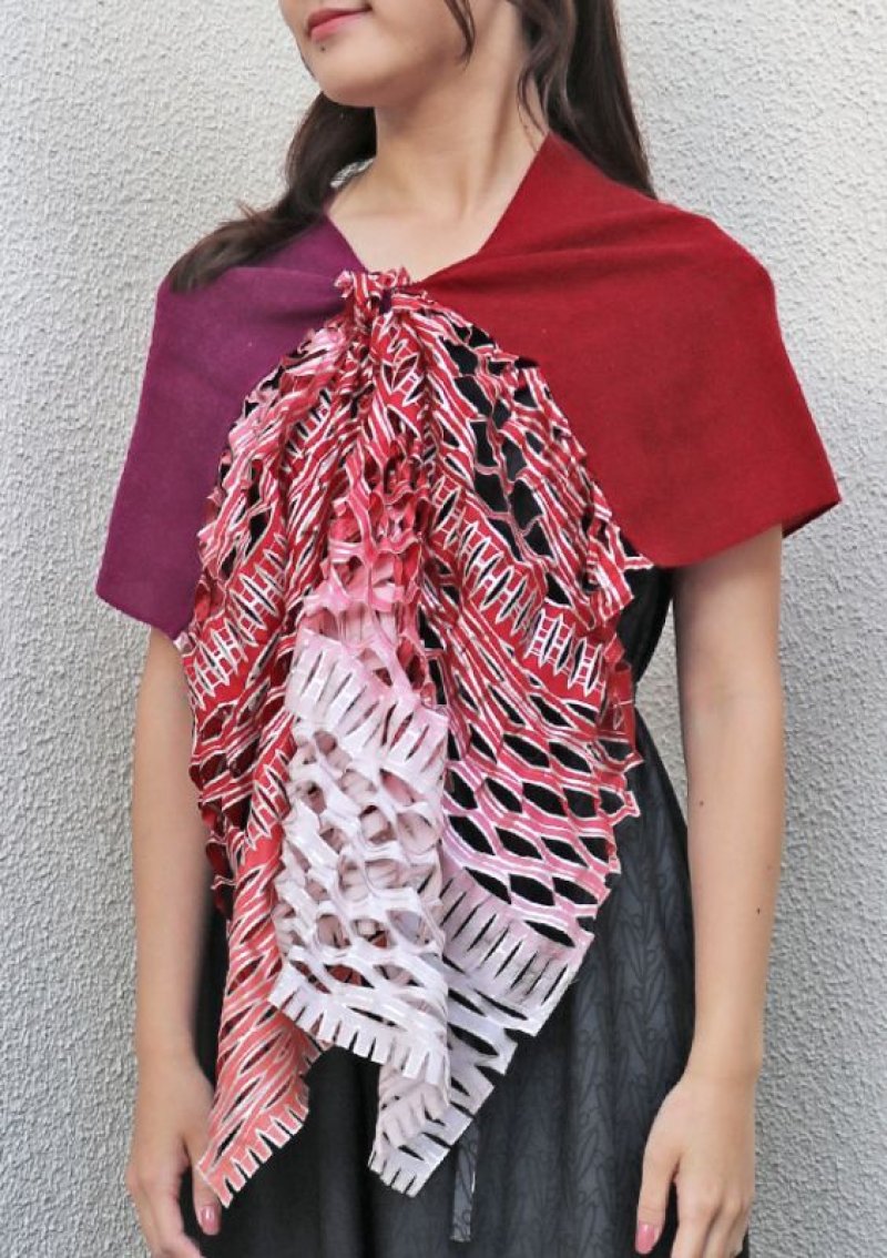 画像3: ウール＆シルクスカーフ”リジエール・オン・テラス（棚田)" (3)