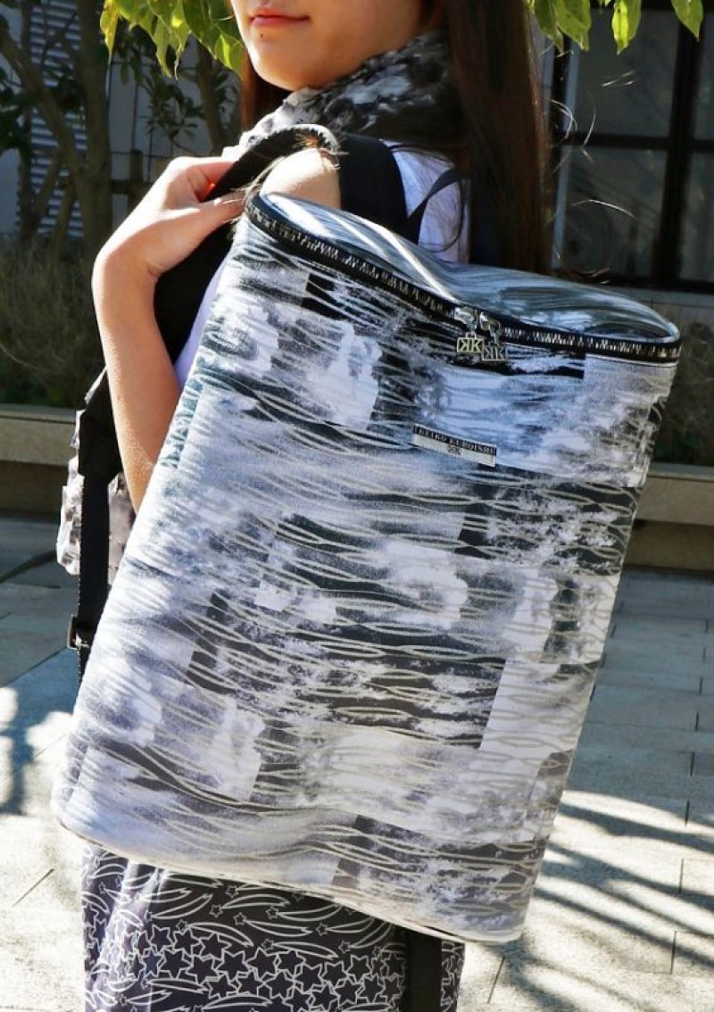 画像2:  コットンサテン・レキュームリュック ”テール・ド・シエル(地上の空)" ・モノクローム (2)