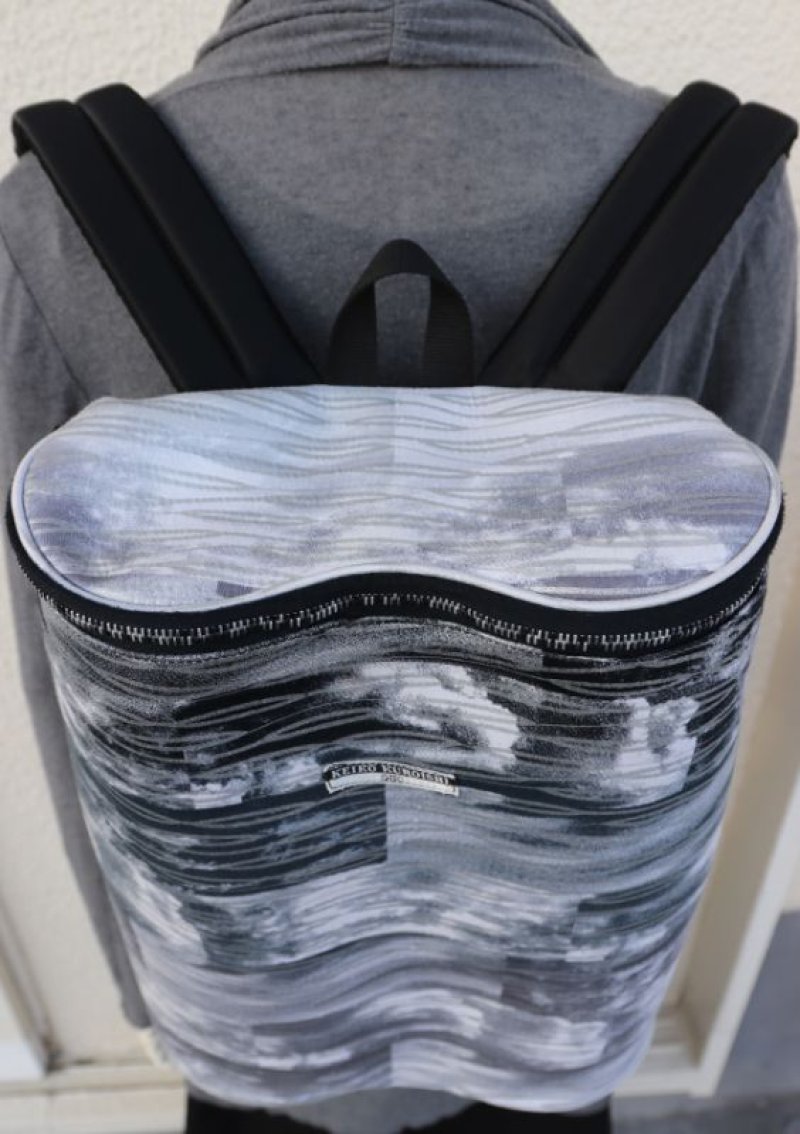 画像5:  コットンサテン・レキュームリュック ”テール・ド・シエル(地上の空)" ・モノクローム (5)