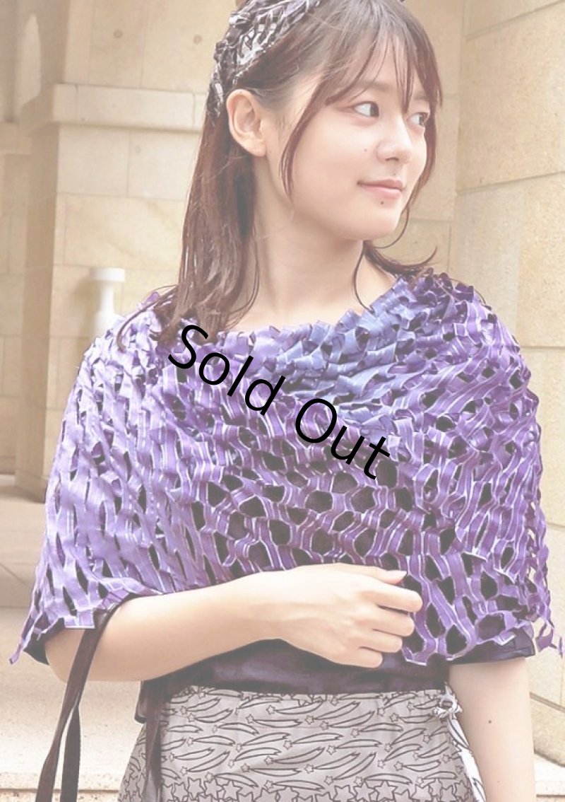 画像1: シルクオンブレ・カットワークスカーフ ”ブリュイ・デ・ヴァーグ（波の音)"・コズミックバイオレット (1)