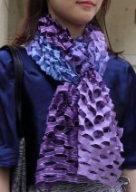 画像3: シルクオンブレ・カットワークスカーフ ”ブリュイ・デ・ヴァーグ（波の音)"・コズミックバイオレット (3)