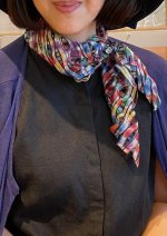 画像3: シルクカットワークプチスカーフ ”ジャルダン・ド・フルール(Flower Garden)” ・カスケードレインボー (3)