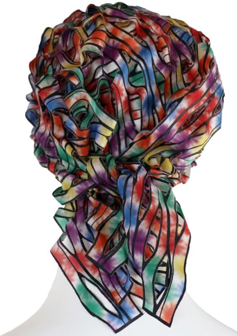 画像8: シルクカットワークプチスカーフ ”ジャルダン・ド・フルール(Flower Garden)” ・カスケードレインボー (8)