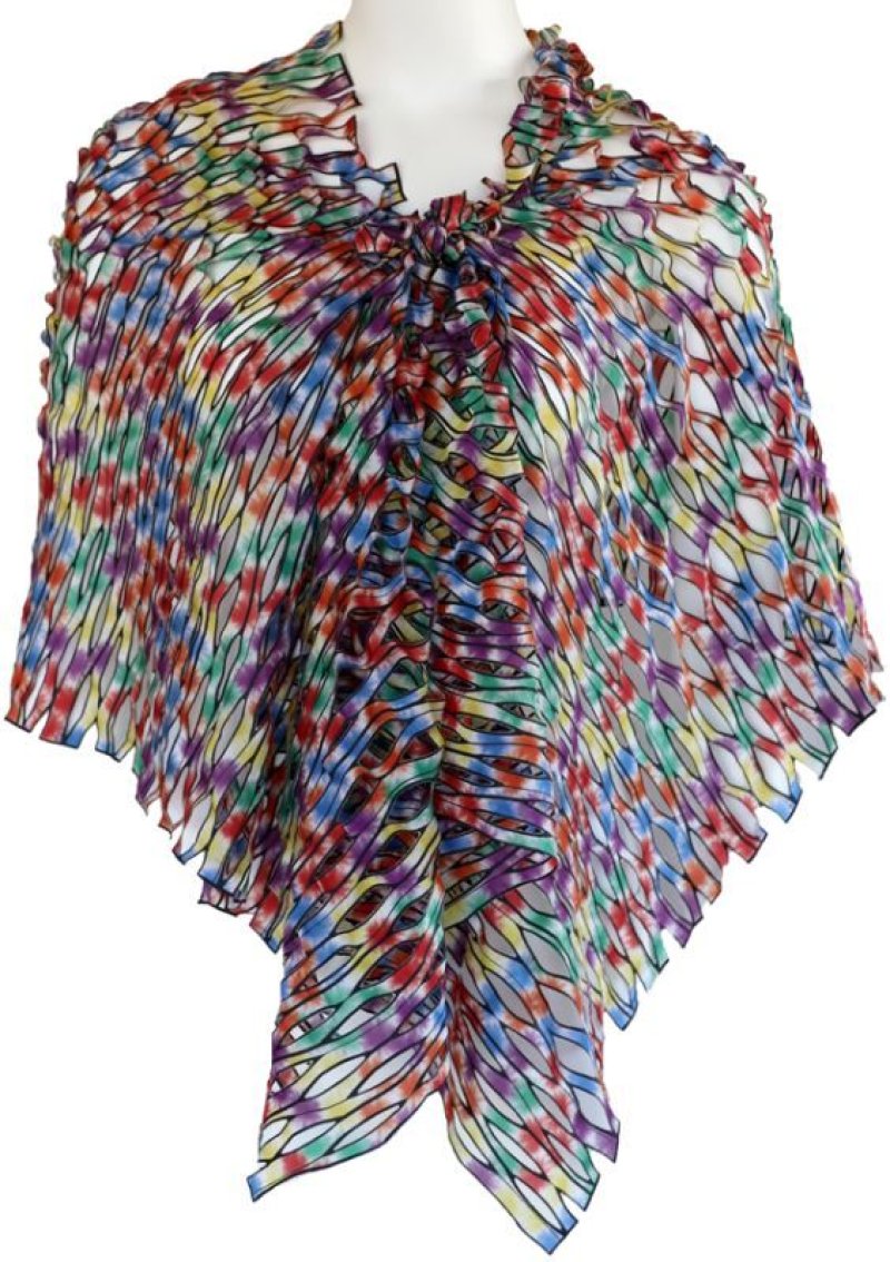 画像4: シルクカットワークスカーフ ”ジャルダン・ド・フルール(Flower Garden)” ・カスケードレインボー (4)