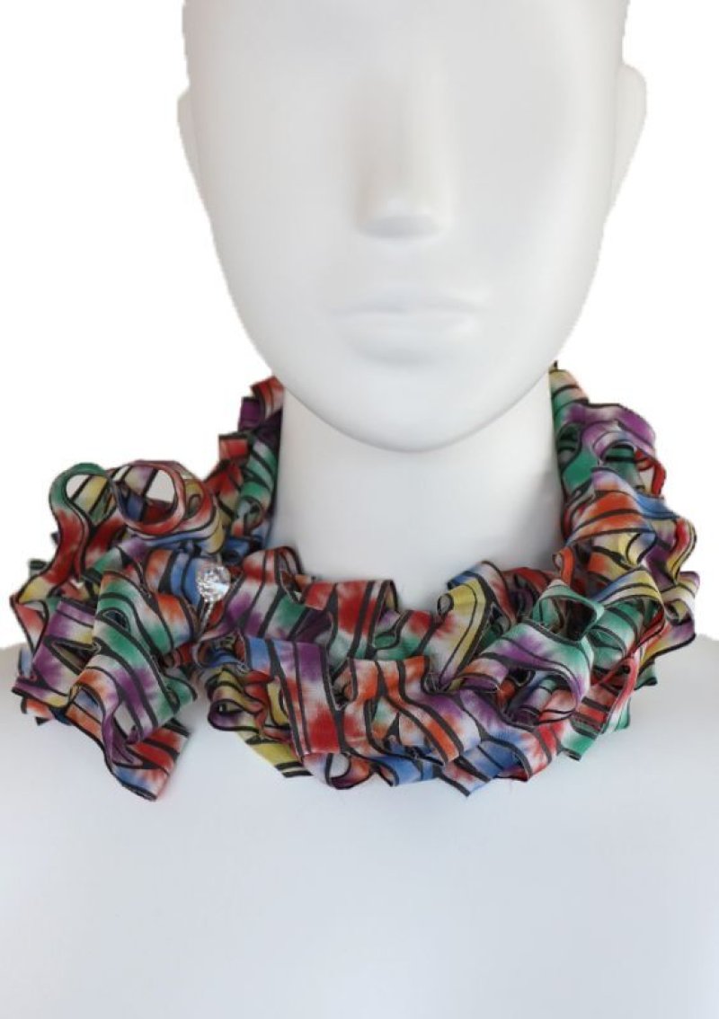 画像1: シルクカットワークプチスカーフ ”ジャルダン・ド・フルール(Flower Garden)” ・カスケードレインボー (1)