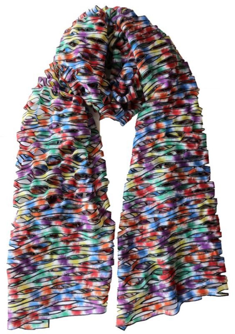 画像1: シルクカットワークスカーフ ”ジャルダン・ド・フルール(Flower Garden)” ・カスケードレインボー (1)