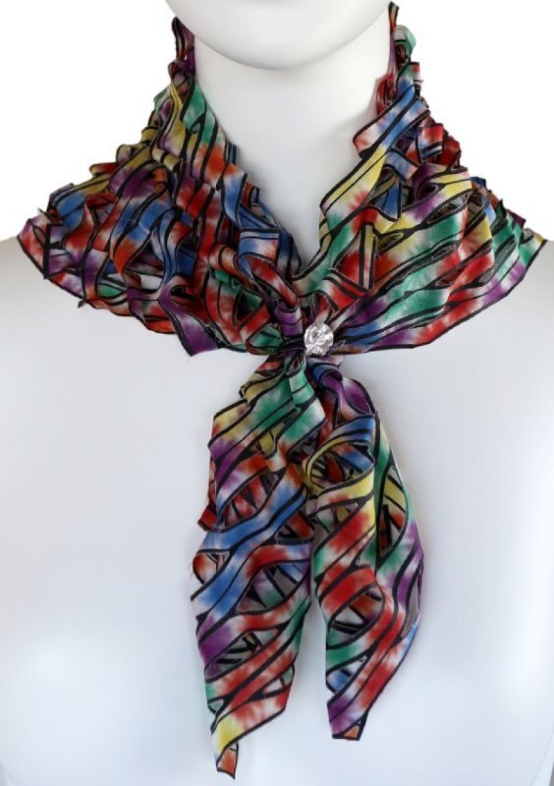 画像6: シルクカットワークプチスカーフ ”ジャルダン・ド・フルール(Flower Garden)” ・カスケードレインボー (6)