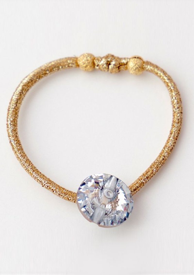 画像1: メタリックラバーバンド・クリスタル・スカーフ留め	/ シャンパンゴールド (1)