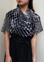 画像2: シルクTANABATAアスコットスカーフ ”レイン・ストライプ”・モノクローム (2)