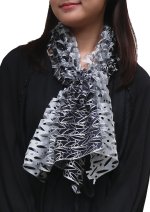 画像1: シルクオンブレ・カットワークアスコットスカーフ”オリビエ(オリーブの樹)" ・ブラックノクチューン (1)