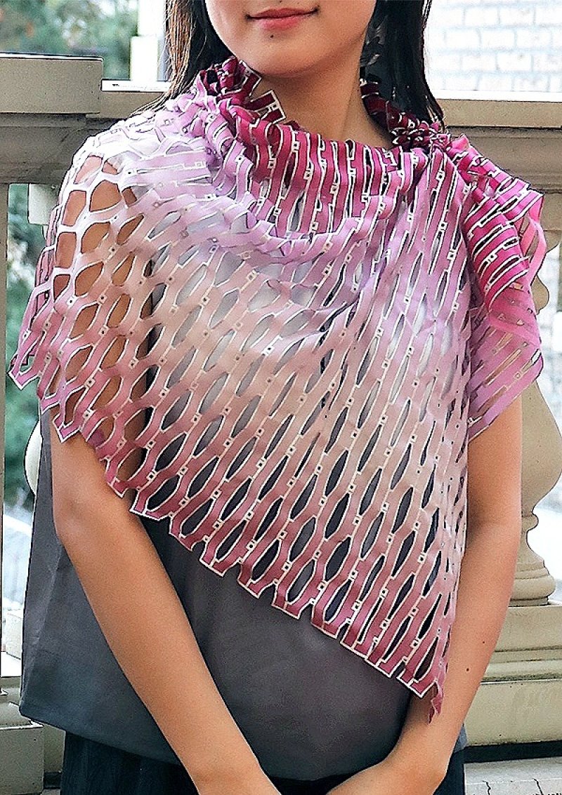 画像2: シルクカットワークロングスカーフ”アリュメット（マッチ棒）" ・ガーネット (2)