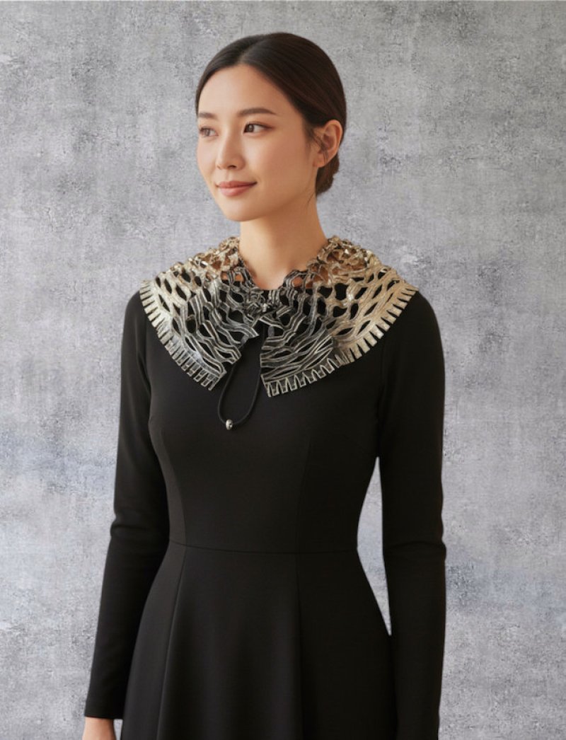 画像2: シルクカラー（付け襟タイプ） ”カスケード＆棚田"  (2)