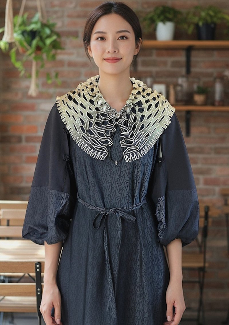 画像4: シルクカラー（付け襟タイプ） ”カスケード＆棚田"  (4)