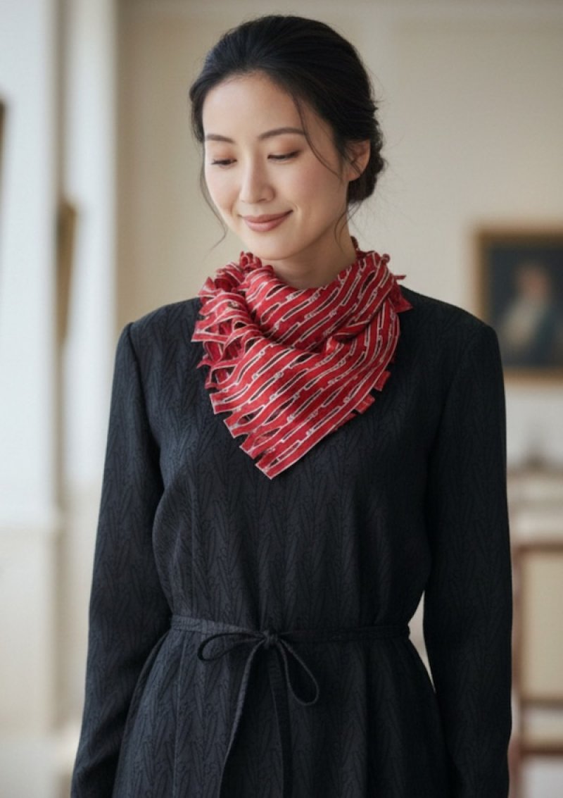 画像3: シルクカットワークプチスカーフ ”アリュメット（マッチ棒)"  (3)