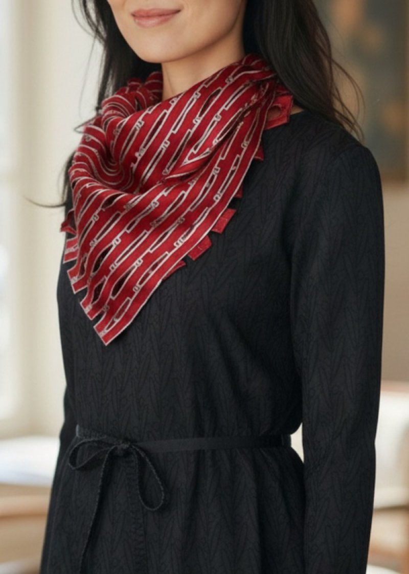 画像1: シルクカットワークプチスカーフ ”アリュメット（マッチ棒)"  (1)