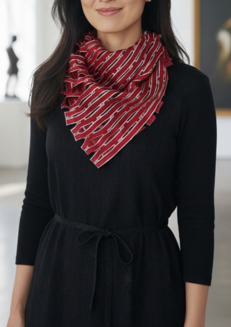 画像2: シルクカットワークプチスカーフ ”アリュメット（マッチ棒)"  (2)