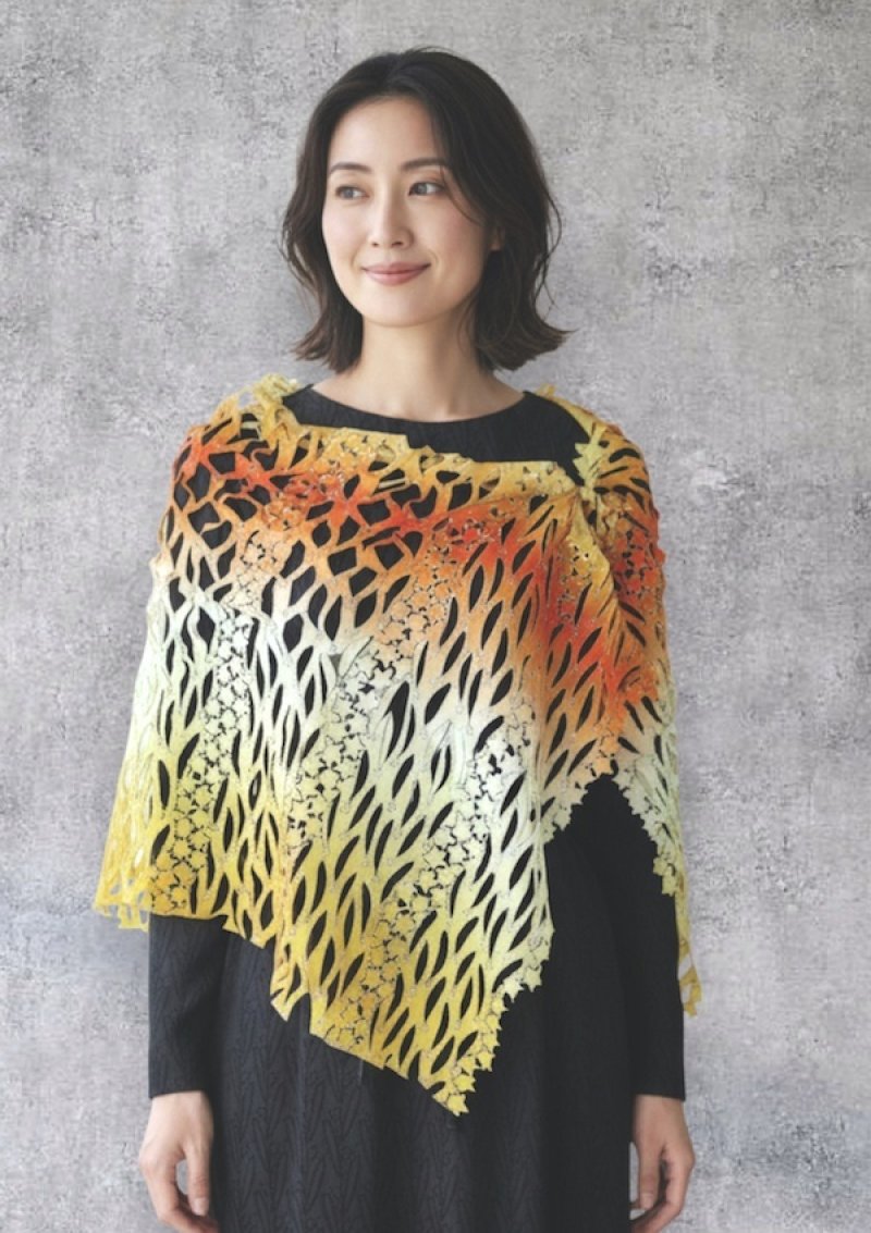 画像5: シルクオンブレ・カットワークアスコットスカーフ ”エトワール・フィラント（流れ星)” (5)