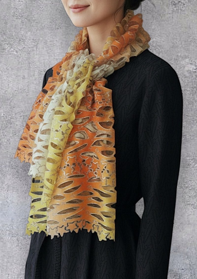 画像1: シルクオンブレ・カットワークアスコットスカーフ ”エトワール・フィラント（流れ星)” (1)