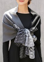 画像1: ウール&シルクスカーフ ”アリュメット（マッチ棒）" ・モノクローム (1)