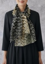 画像1: シルクオンブレ・カットワークアスコットスカーフ”オリビエ(オリーブの樹)" ・ニュートラル (1)