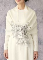 画像1: ウール&シルクスカーフ ”アリュメット（マッチ棒）" ・ホワイトゴールド (1)