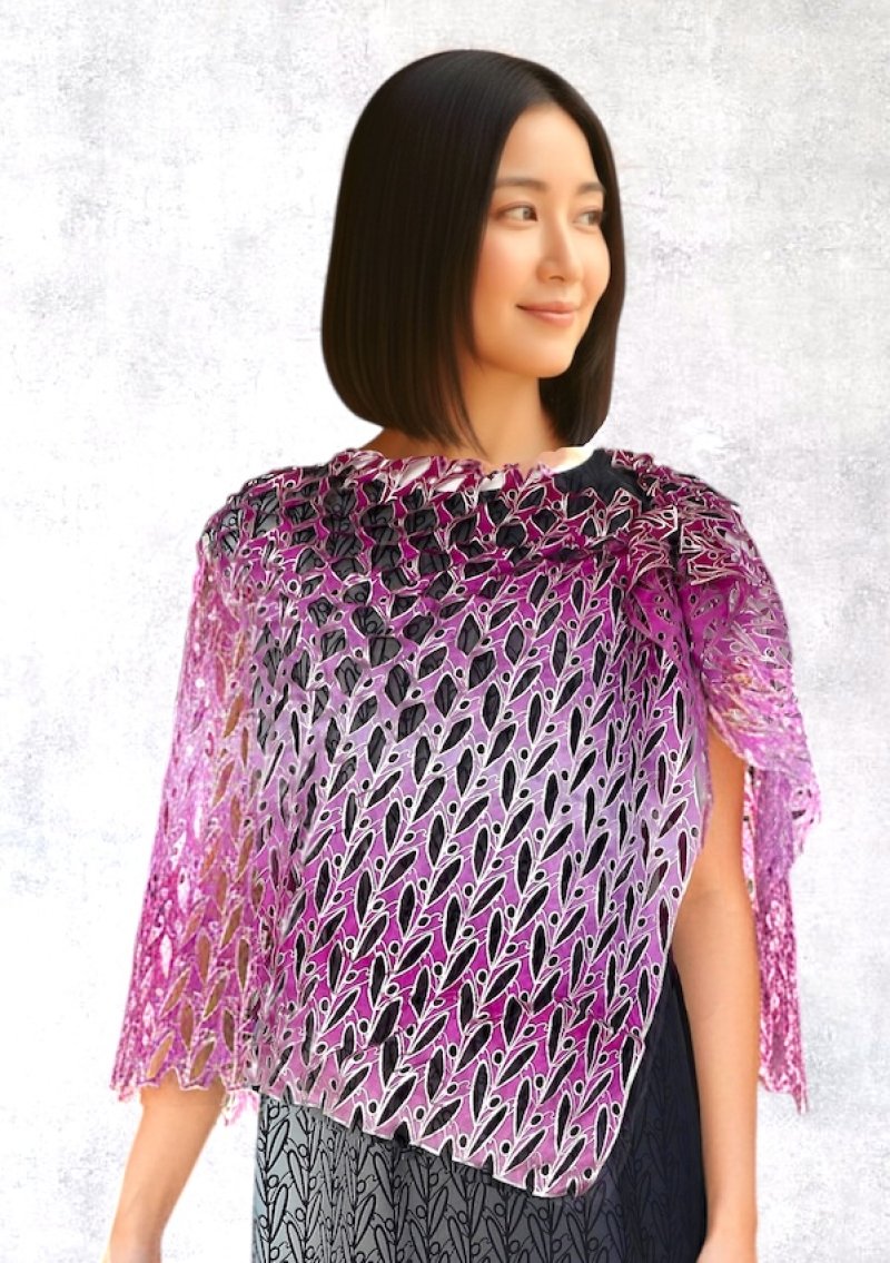 画像2: シルクオンブレ・カットワークアスコットスカーフ”オリビエ(オリーブの樹)" ・オーキッド (2)