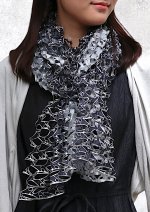 画像3: シルクオンブレ・カットワークロングスカーフ”オリビエ(オリーブの樹)" ・モノクローム (3)