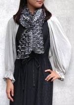 画像4: シルクオンブレ・カットワークロングスカーフ”オリビエ(オリーブの樹)" ・モノクローム (4)