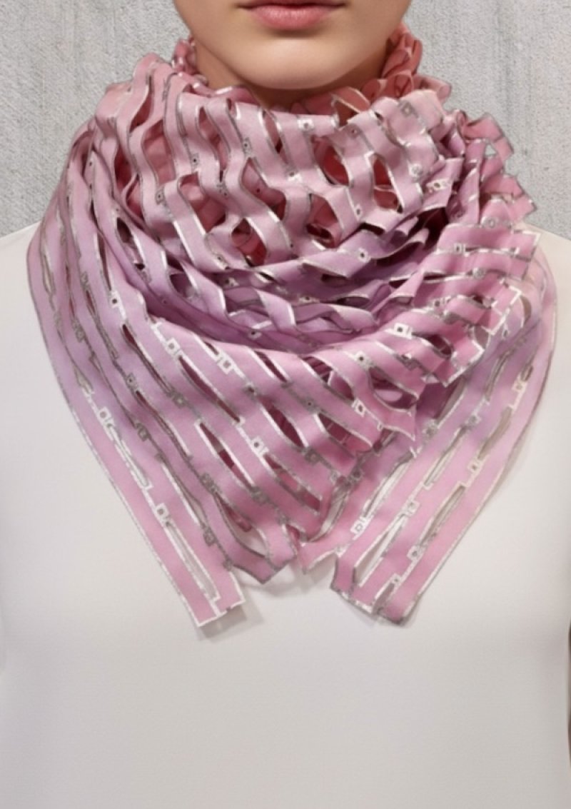 画像3: シルクカットワークロングスカーフ”アリュメット（マッチ棒）" ・ラベンダーローズ (3)