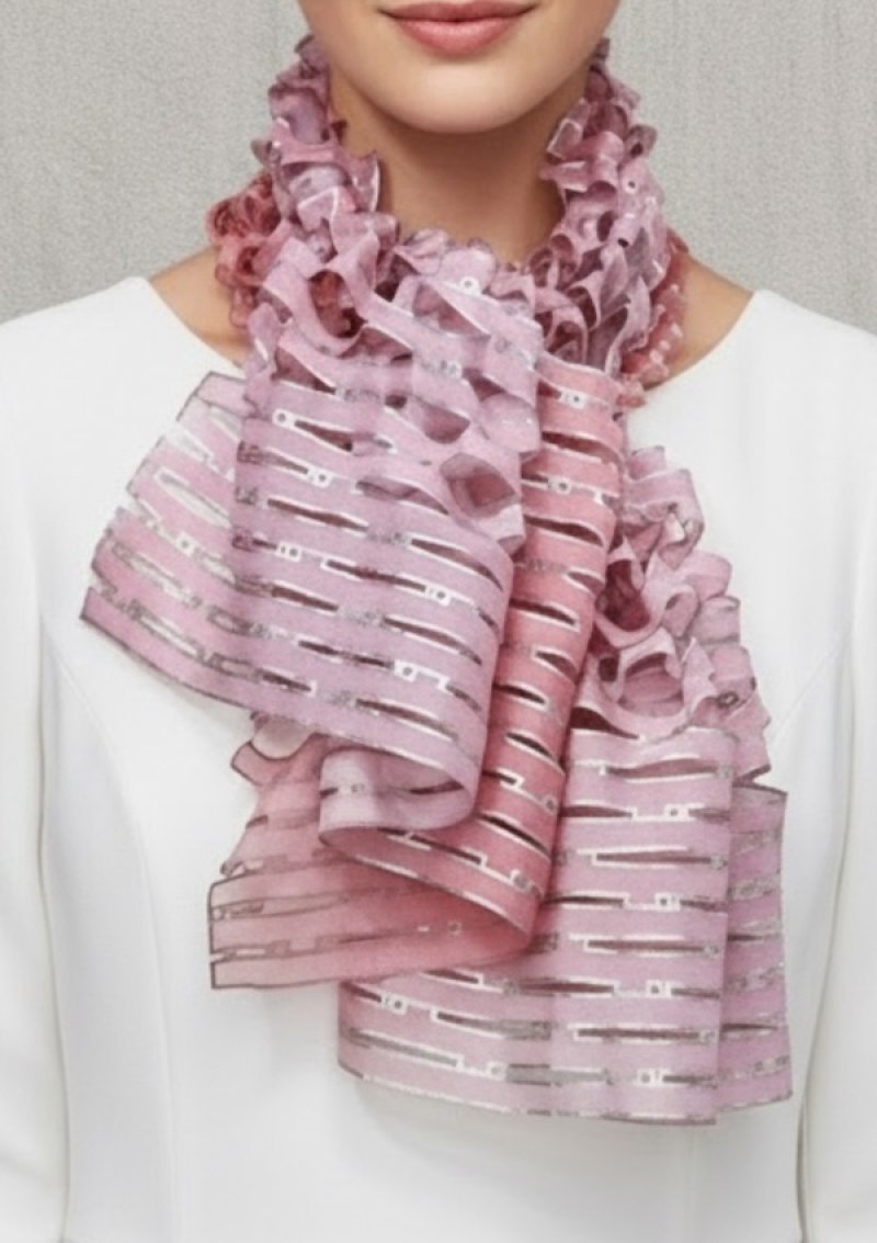 画像1: シルクカットワークロングスカーフ”アリュメット（マッチ棒）" ・ラベンダーローズ (1)