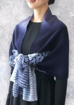 画像2: ウール&シルクスカーフ ”アリュメット（マッチ棒）" ・ブルーマリン (2)