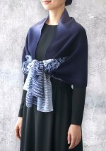 画像1: ウール&シルクスカーフ ”アリュメット（マッチ棒）" ・ブルーマリン (1)